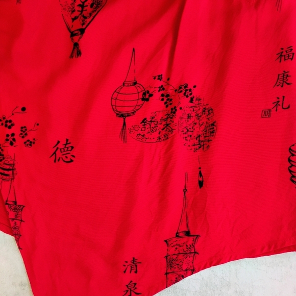 Soft Surroundings Wrap Top Womens Large Red Asian Oriental Pagoda Japanese - Picture 11 of 16
